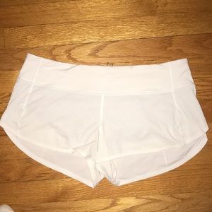 Lululemon White Speed Shorts